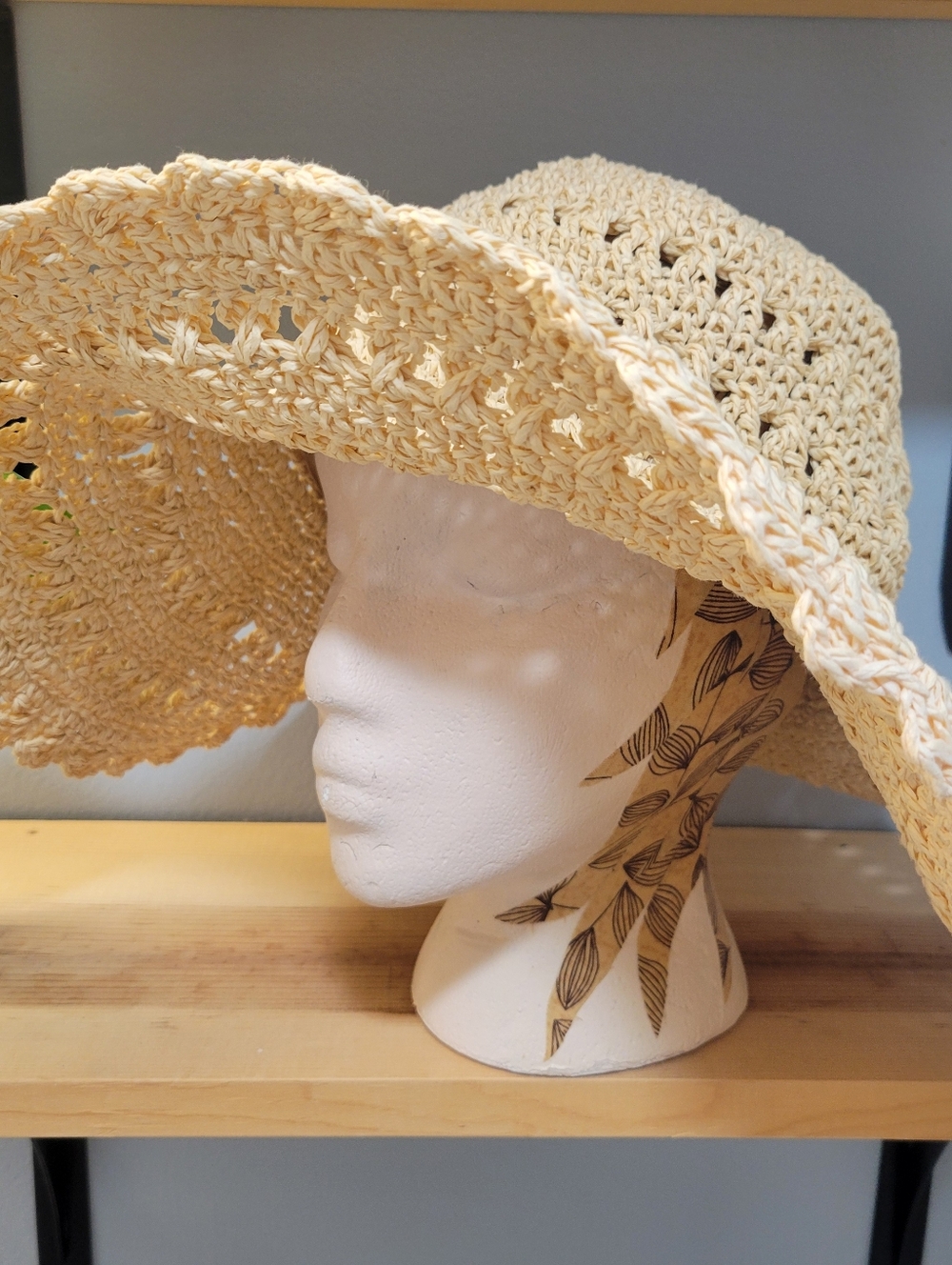 Aerie OSFM Woven Beach Hat W/Adjustable Ribbon